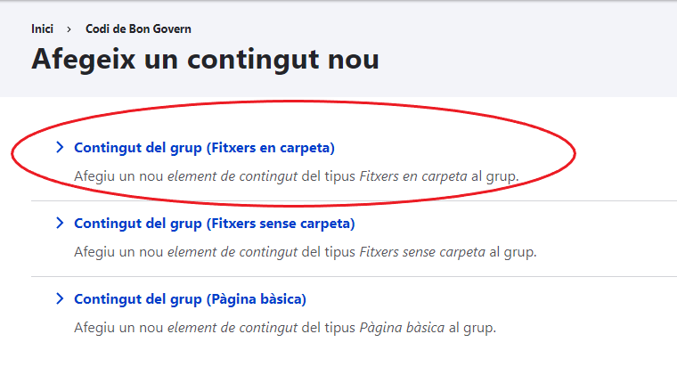 Afegeix un contingut nou